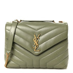 Calfskin Y Quilted Monogram Small Loulou Chain Satchel Light Sage
