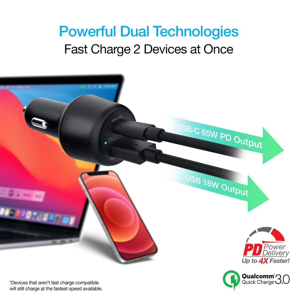SpeedMax65 PD65W + QC3 Car Charger