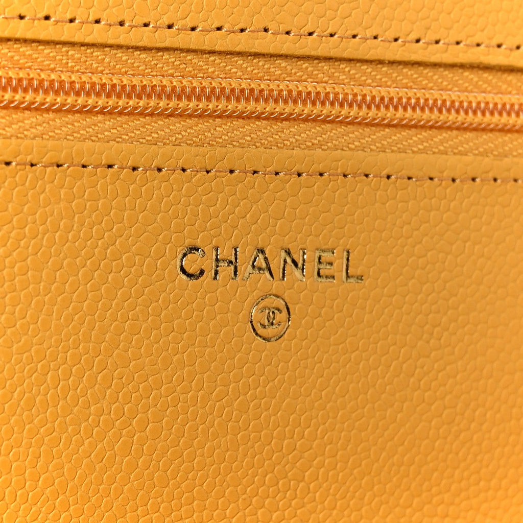 Caviar Quilted Wallet on Chain WOC Yellow