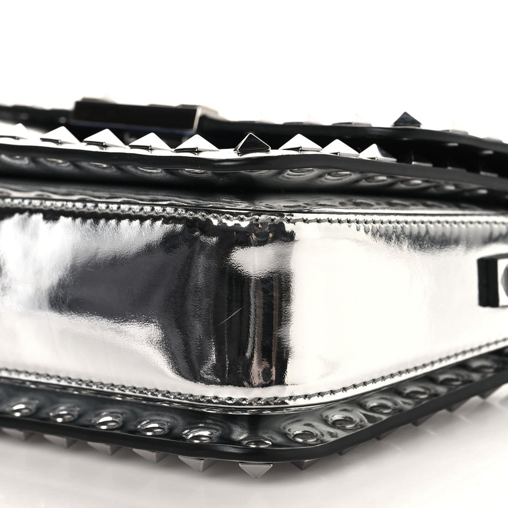 Mirror Calfskin Small Rockstud23 Shoulder Bag Silver