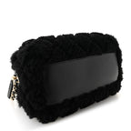 Shearling Quilted Barrel Clutch With Chain Black