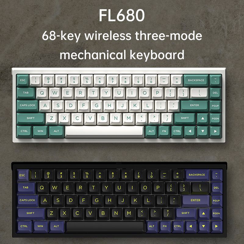 Three-Mode Mechanical Keyboard 68 Keys RGB Hot-Swappable 2.4G Wireless Bluetooth Wired Win/Mac/iPad - G Yellow switch