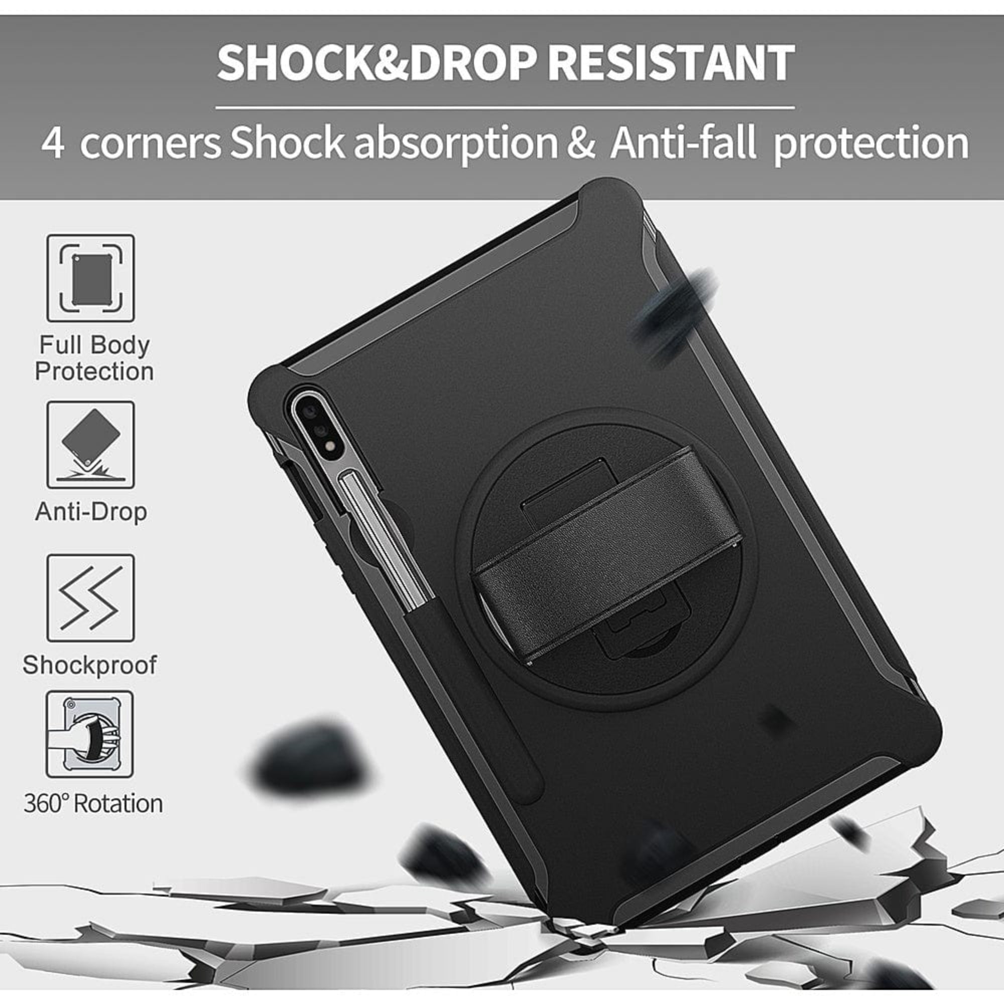 SAHARA - PROTECTION Hand Strap Series Case for Samsung Galaxy Tab S8 - Black