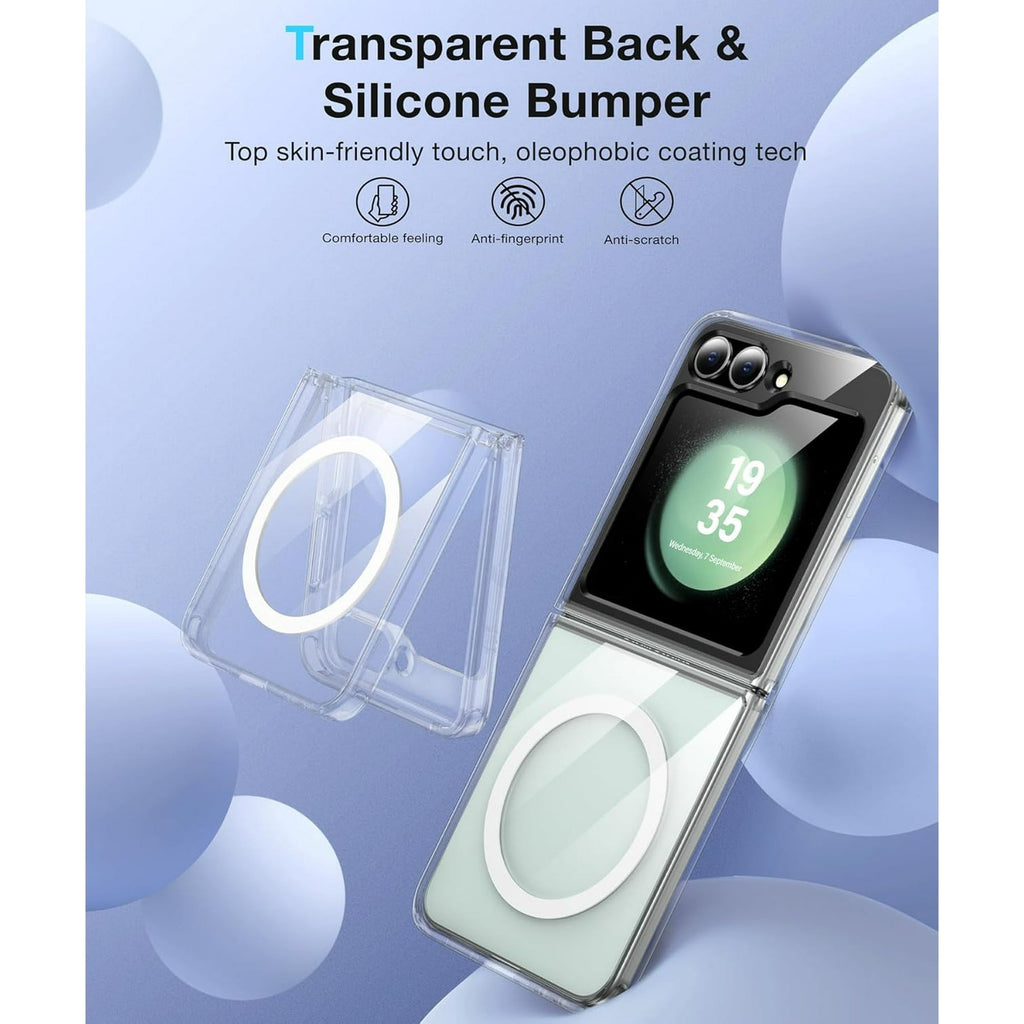 Entronix [Magnetic] Case Compatible with Galaxy Z Flip 6 - [Hard Back] Slim Clear