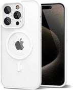 Entronix [Magnetic] Case Compatible with iPhone 15 Pro Max - [Clear Back] Soft Matte Frame