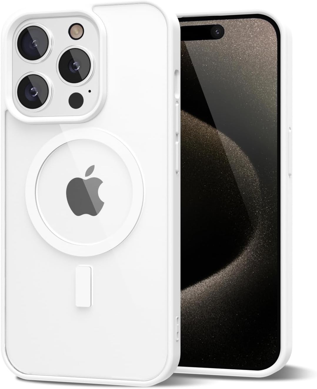 Entronix [Magnetic] Case Compatible with iPhone 15 Pro Max - [Clear Back] Soft Matte Frame