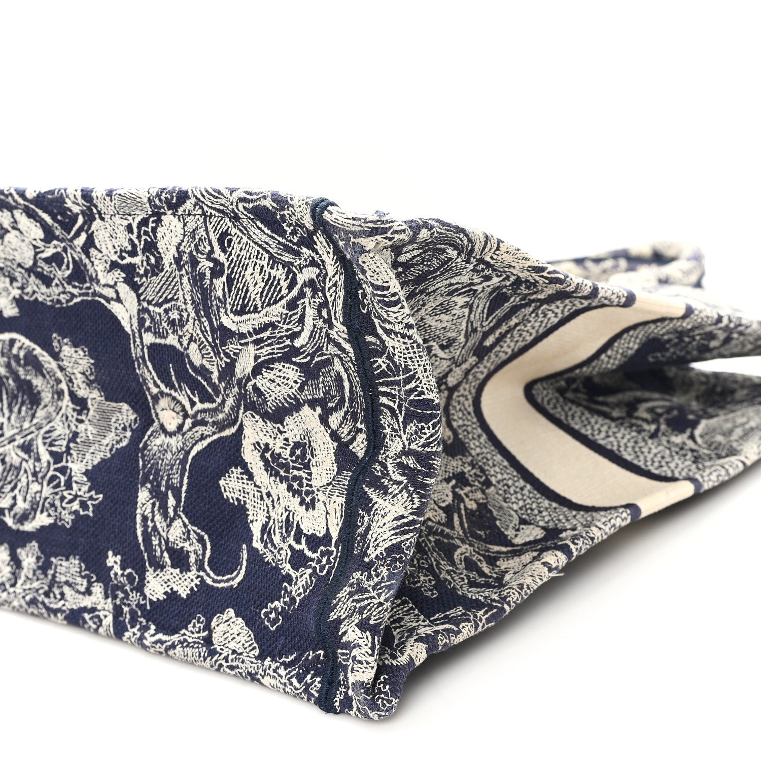 Canvas Embroidered Large Dioriviera Toile De Jouy Reverse Book Tote Blue