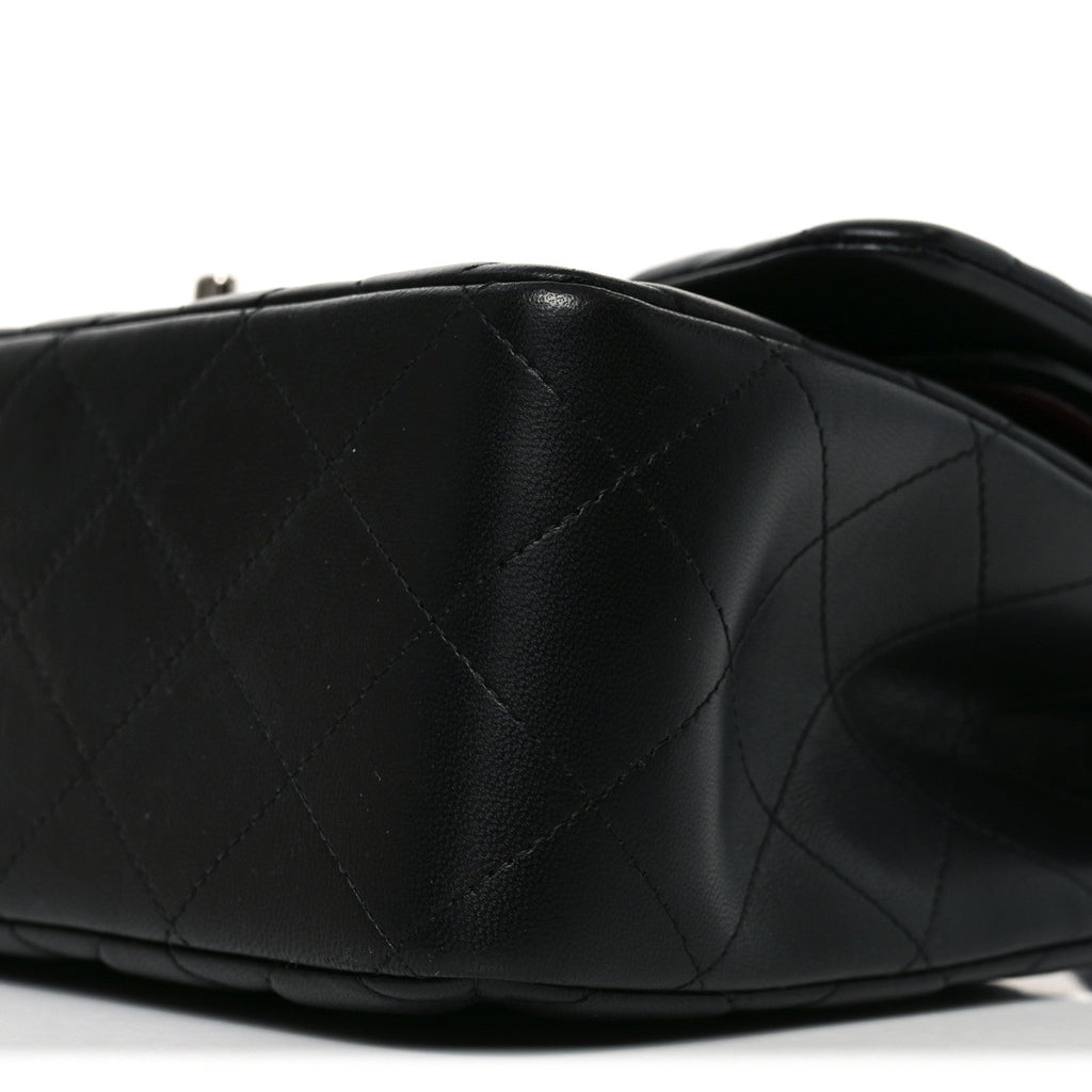 Lambskin Quilted Jumbo Double Flap Black
