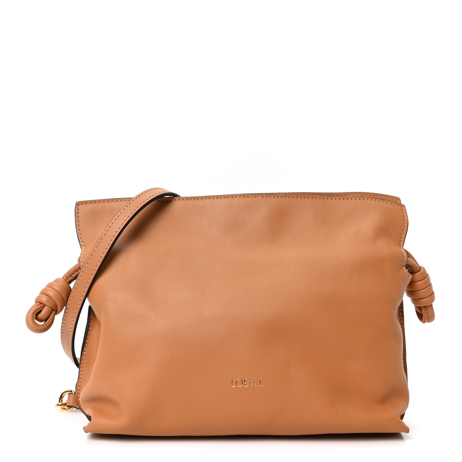 Calfskin Mini Flamenco Knot Clutch Warm Desert