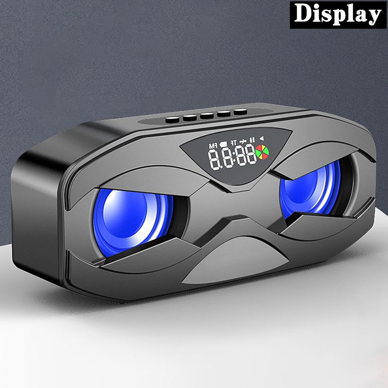 Robot Design Bluetooth Speaker LED Rhythm Flash Wireless Loudspeaker FM Radio Alarm Clock TF Card Support Subwoofer
