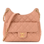 Caviar Quilted Wavy CC Hobo Beige