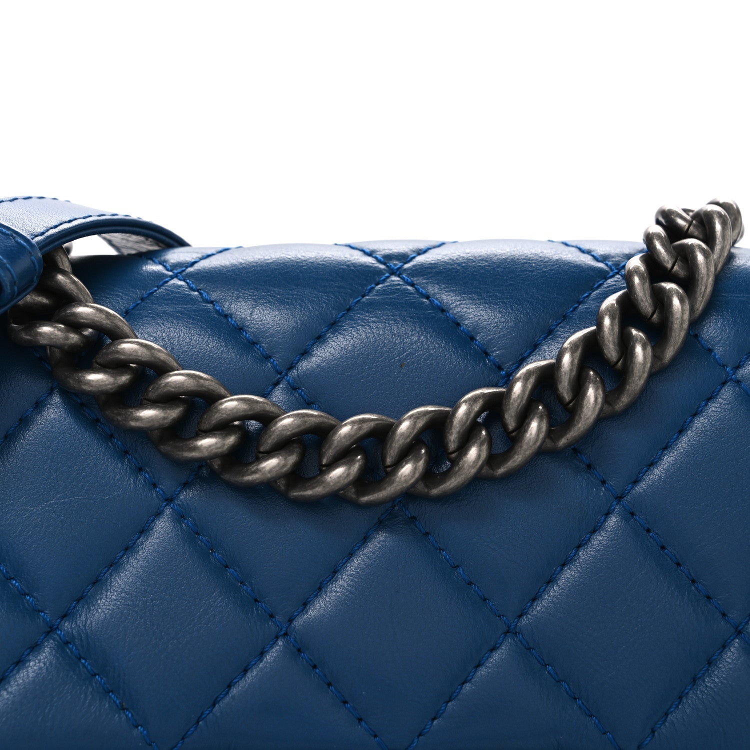 Calfskin Quilted Medium Rock My Shoulder Flap Blue