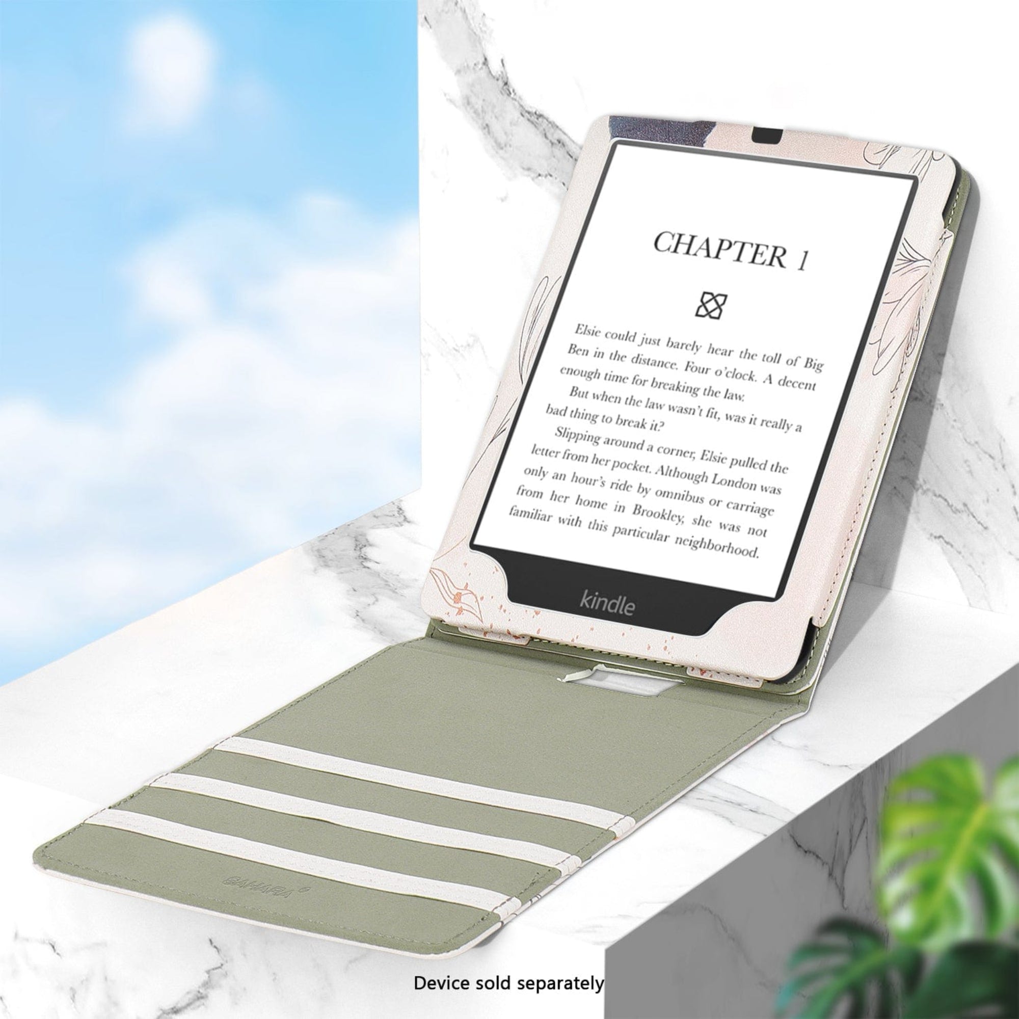SAHARA - Indy Series Vertical Folio Case for Amazon Kindle Paperwhite (2024) and Colorsoft - Desert Flower