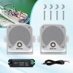 4-Inch 100W Heavy-Duty Waterproof Marine Bluetooth Speakers for Surface Mounting on Campers, Skid Steers, ATVs, UTVs, RZRs, and Golf Carts