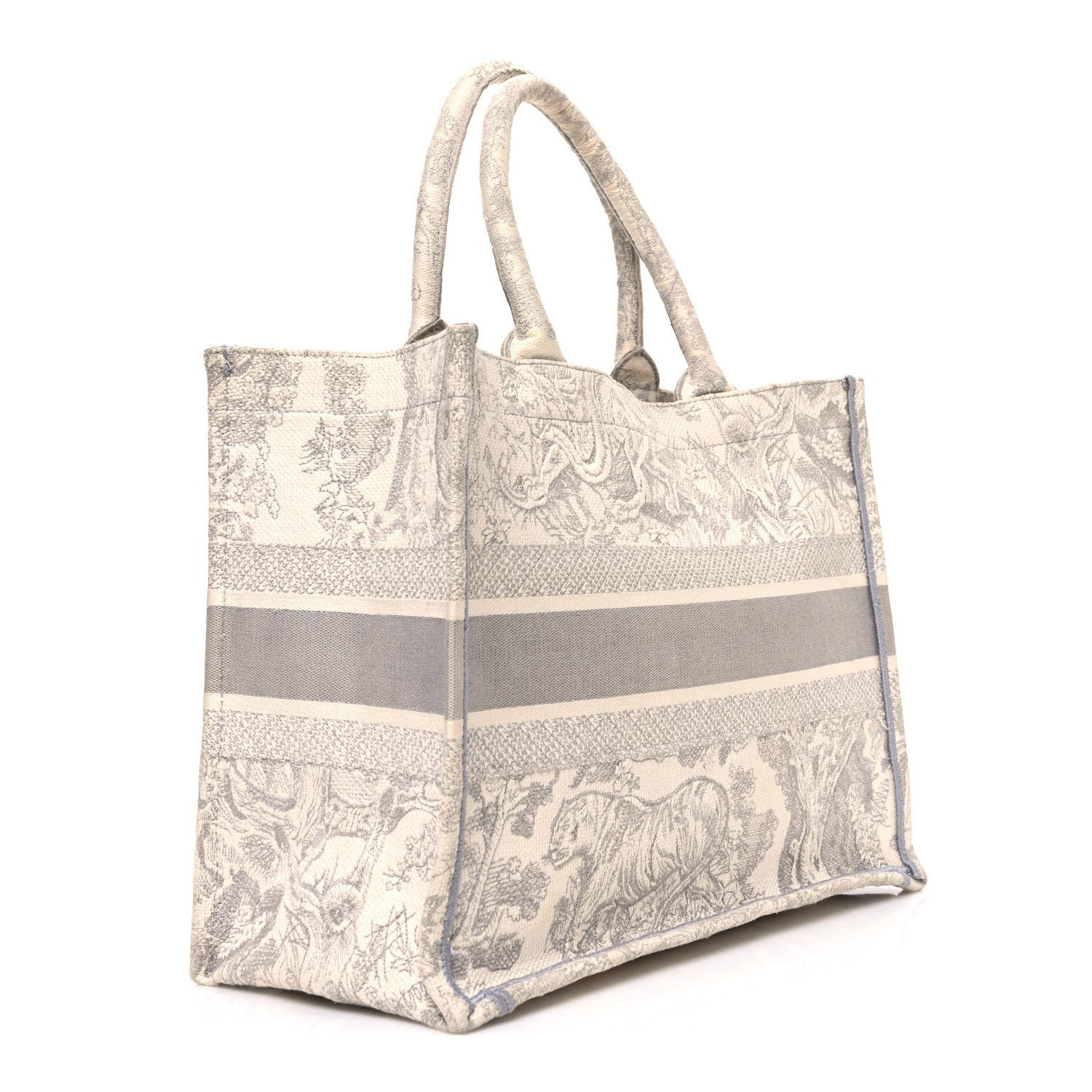 Canvas Embroidered Medium Dioriviera Toile De Jouy Book Tote Gray