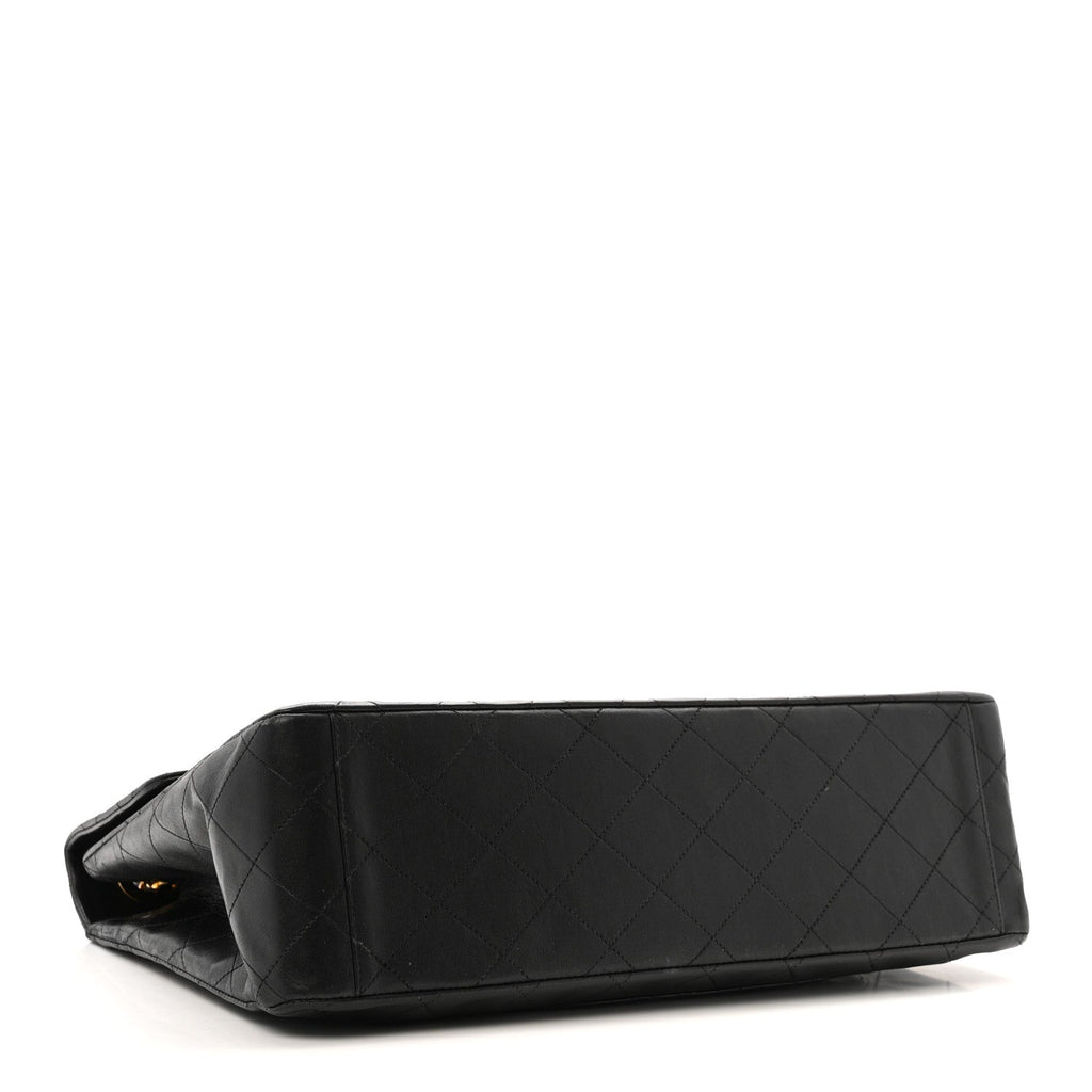 Lambskin Quilted XL Jumbo Single Flap Black