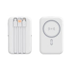 10,000mAh Portable Magnetic Wireless Charging Power Bank w/ Phone Stand, 3 Built-in Cables, LED Display and Fast Charge Ports