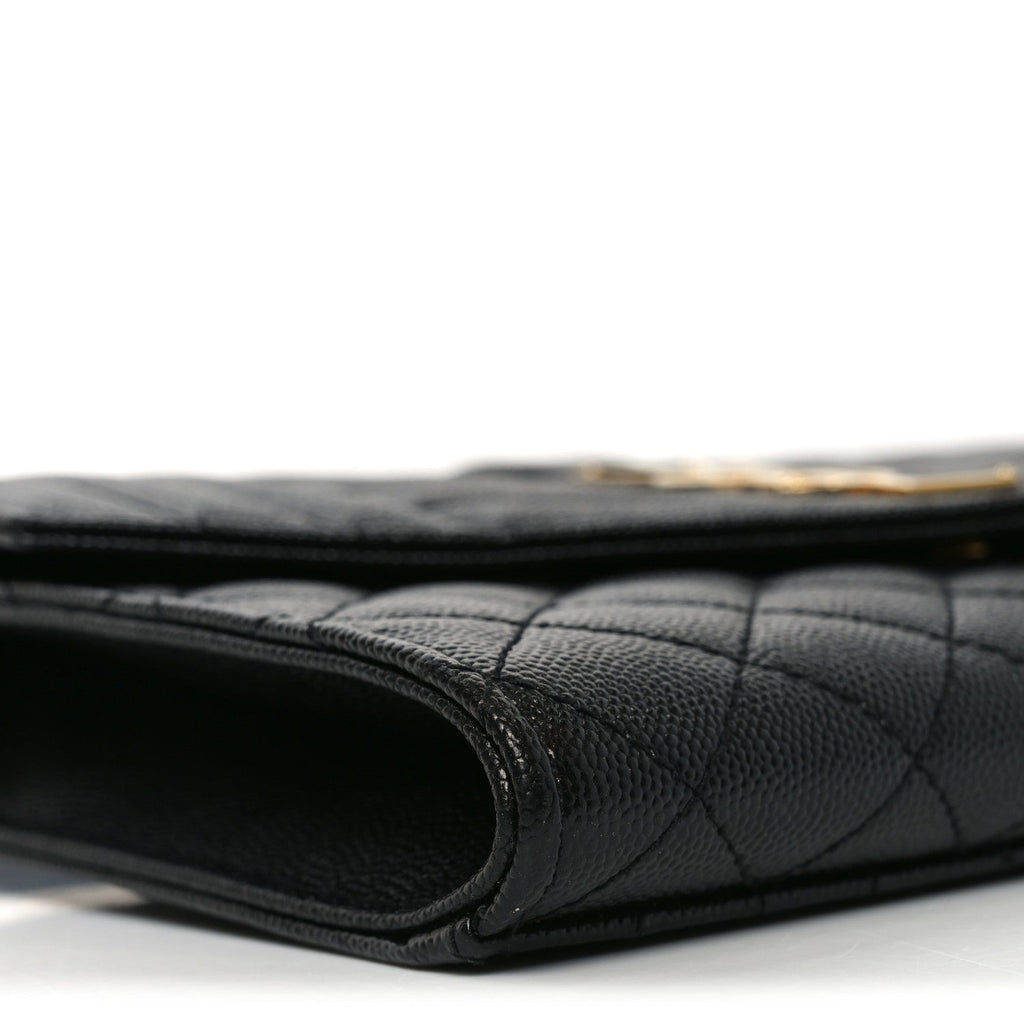 Grain De Poudre Textured Mixed Matelasse Triquilt Monogram Clutch Black