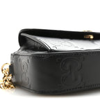 Calfskin GG Super Mini Debossed Chain Wallet Black