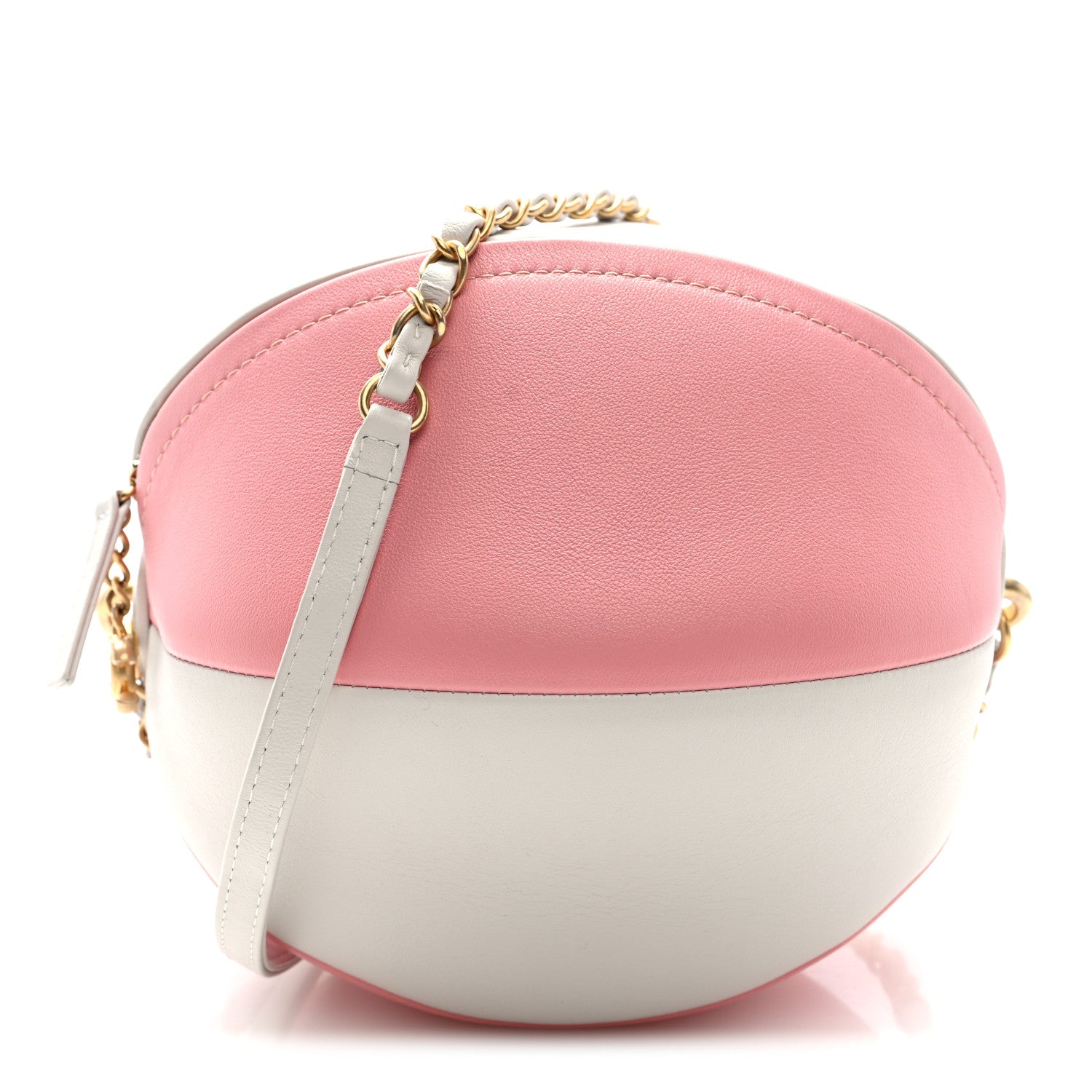 Calfskin Coco Beach Ball Bag White Pink