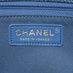 Frayed Denim Quilted Large Blue Chip Flap Blue