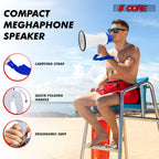 Megaphone 30W Bull Horn PA Speaker w 800 Yards Range USB Loud Siren Voice Amplifier Portable