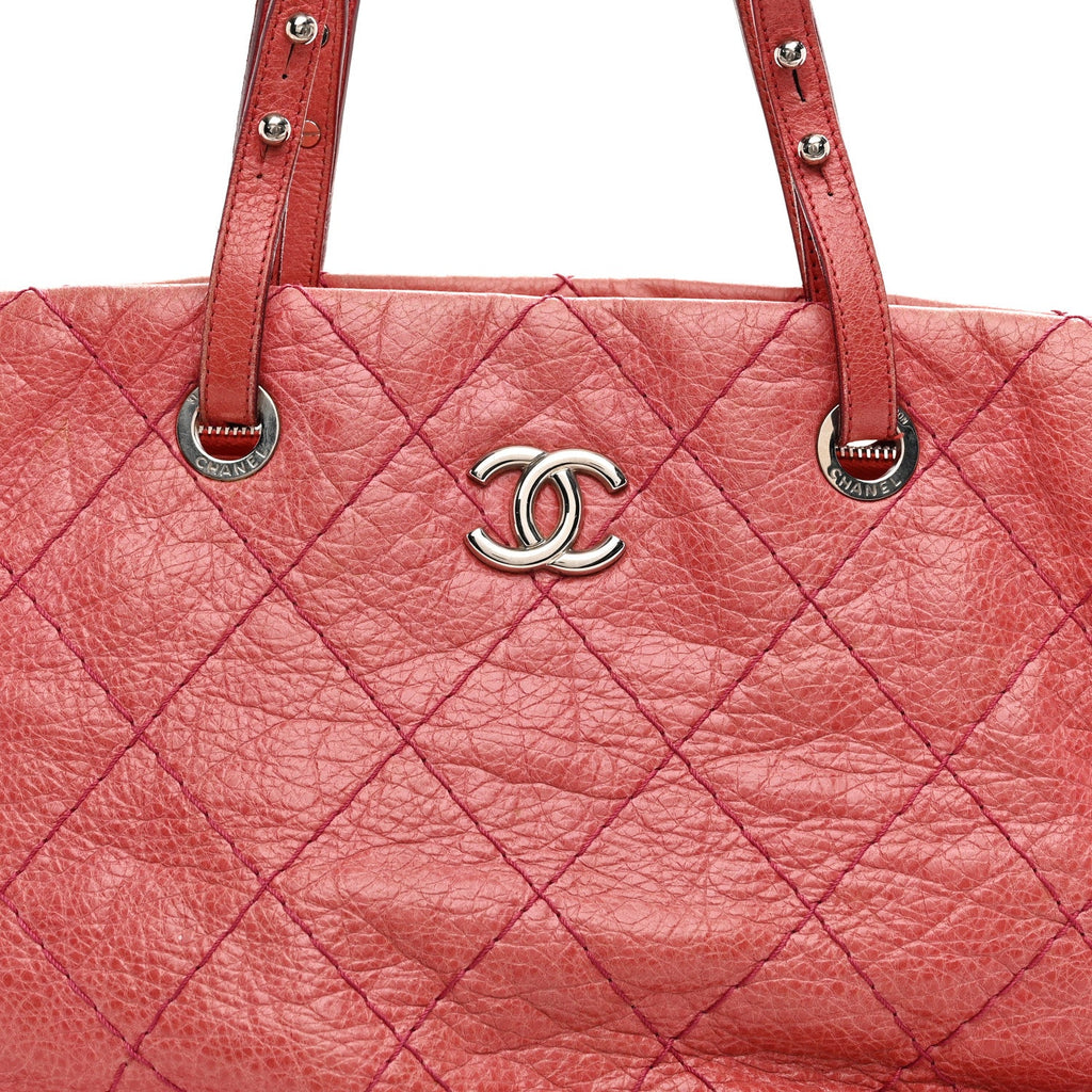 Glazed Calfskin Large On The Road Tote Pink