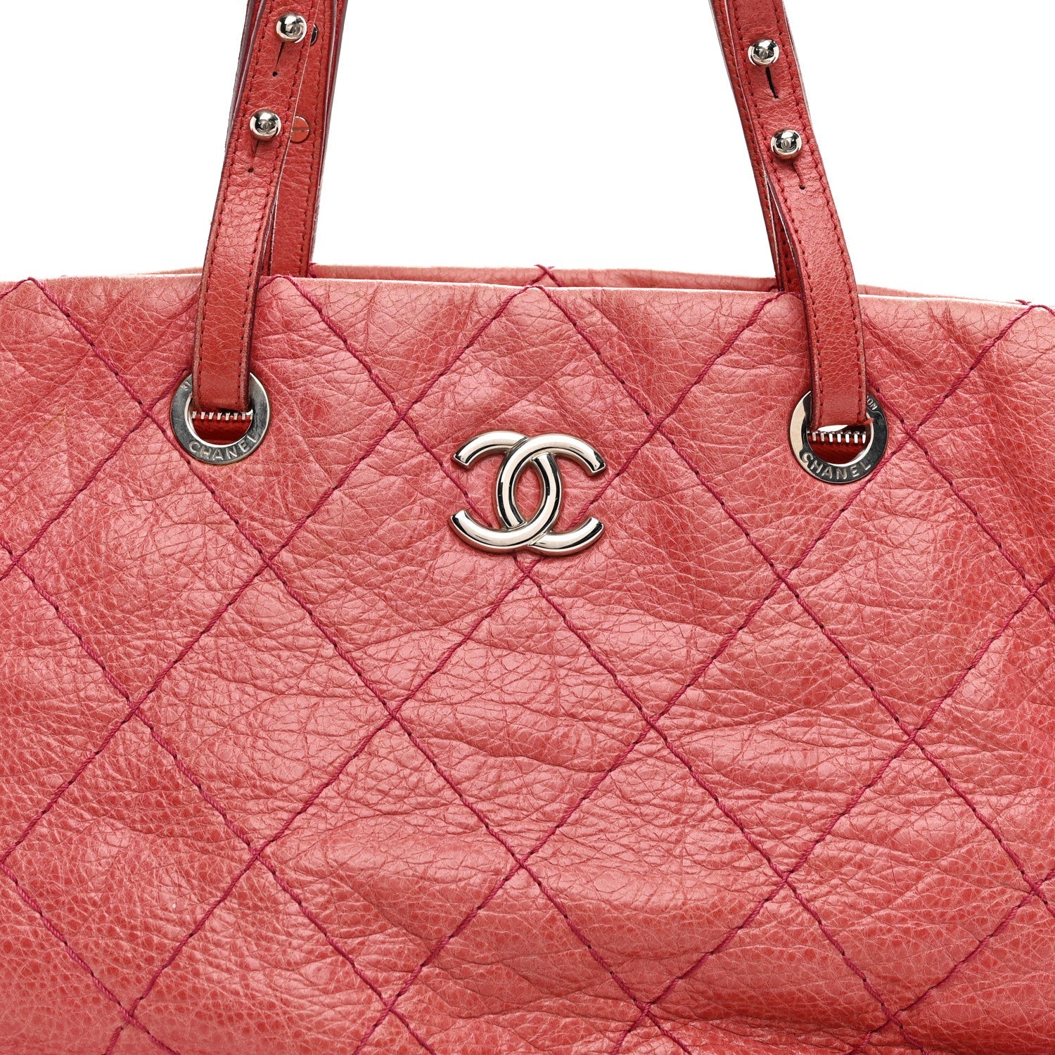 Glazed Calfskin Large On The Road Tote Pink