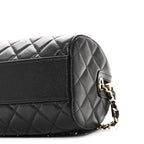 Caviar Quilted Barrel Clutch With Chain  Black