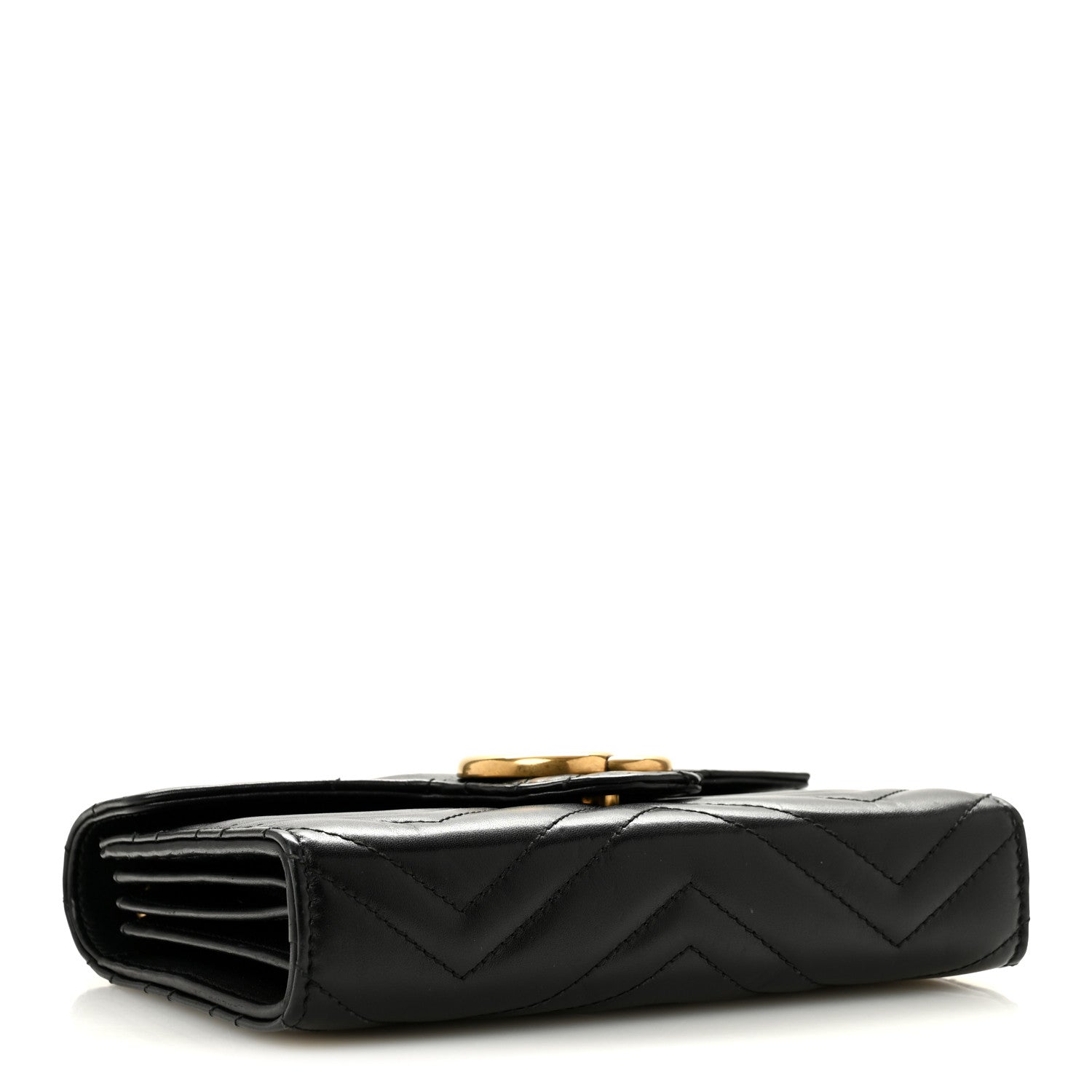 Calfskin Matelasse GG Marmont Chain Wallet Black