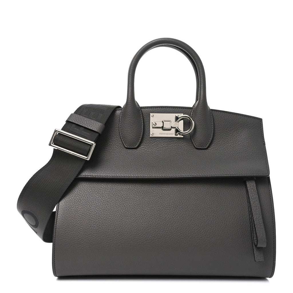 Calfskin Medium Studio Soft Bag Grey