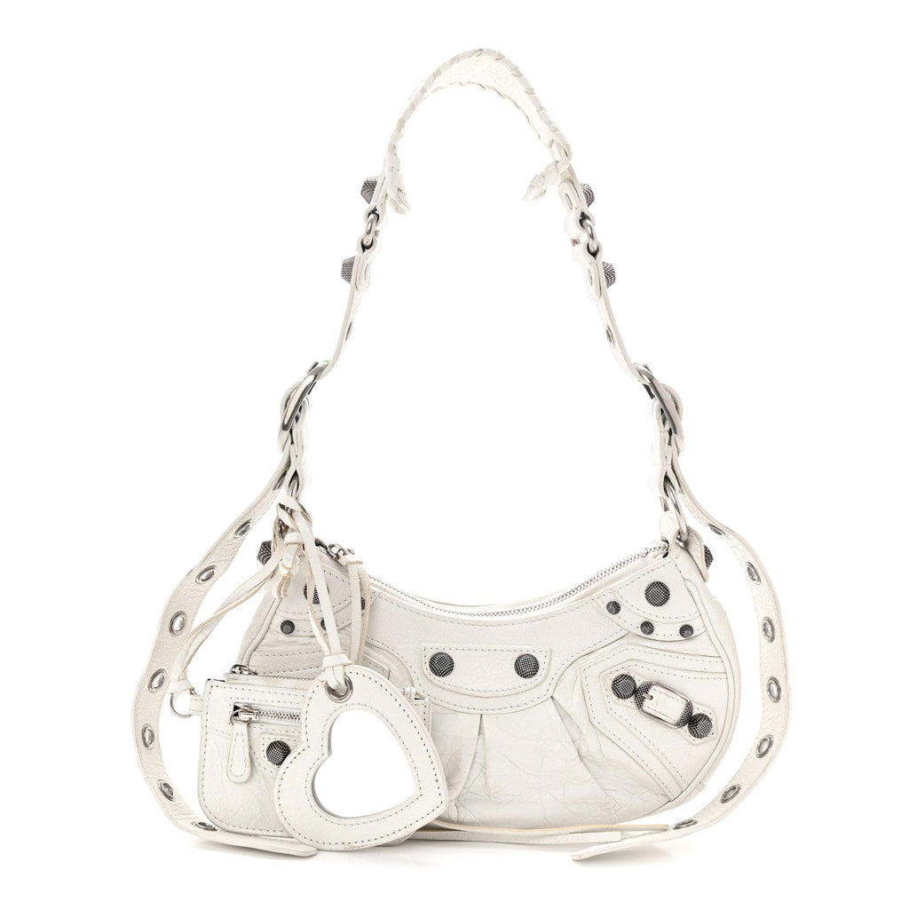 Agneau Arena Le Cagole Shoulder Bag XS Optic White