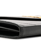 Grain De Poudre Matelasse Chevron Monogram Chain Wallet Black