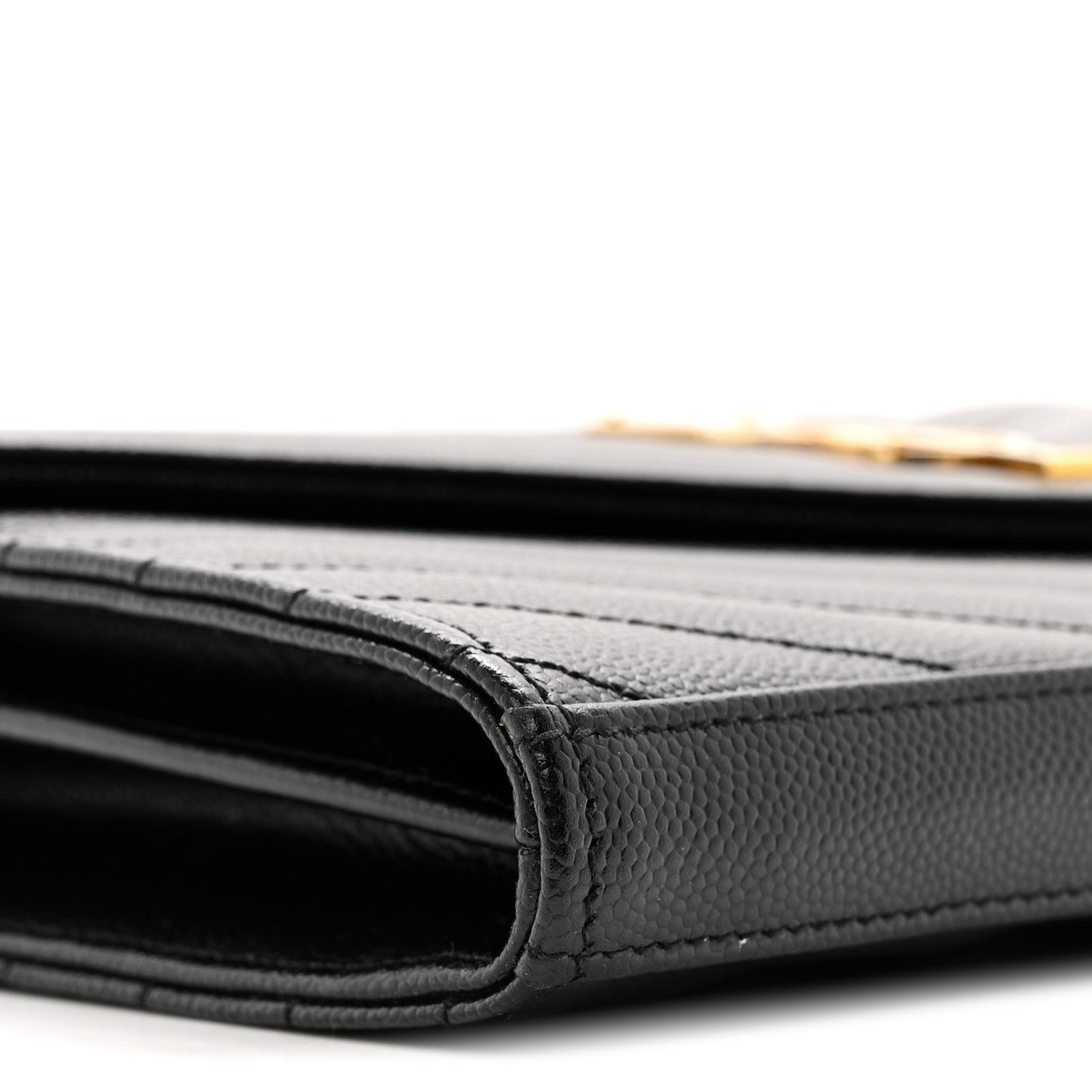 Grain De Poudre Matelasse Chevron Monogram Chain Wallet Black