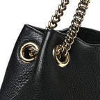 Pebbled Calfskin Medium Soho Chain Shoulder Bag Black