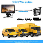 7In Screen Backup Camera System Vehicle Rear View Monitor Kit IP67 Waterproof Car Parking Reverse System with Night Vision for Car Trunk Van SUV - Cord Version