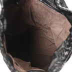 Grained Lambskin Intrecciato Large Shoulder Bag Black