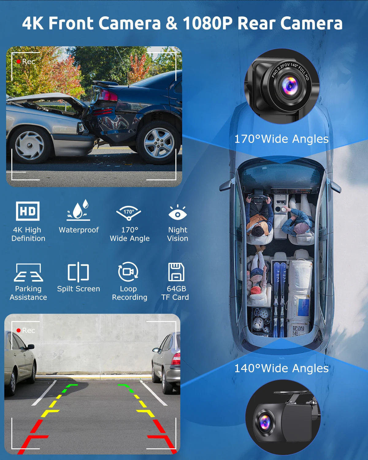10.26" 4K Touchscreen Portable Car Stereo with Wireless CarPlay, Android Auto, Bluetooth, GPS Navigation, and Reversing Camera for Trucks