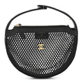 Mesh Shiny Lambskin Pouch Hobo Black