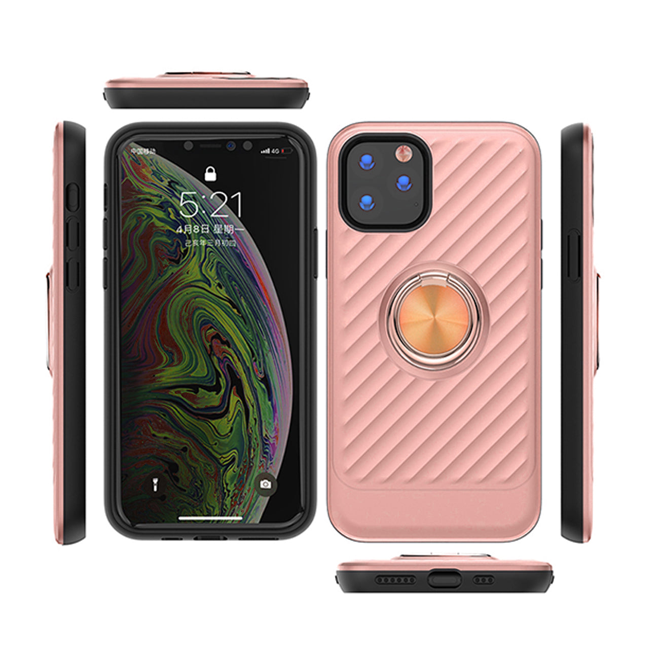 Apple Iphone 11 Pro Case With Ring Holder In Rose Gold