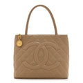 Caviar Quilted Medallion Tote Beige