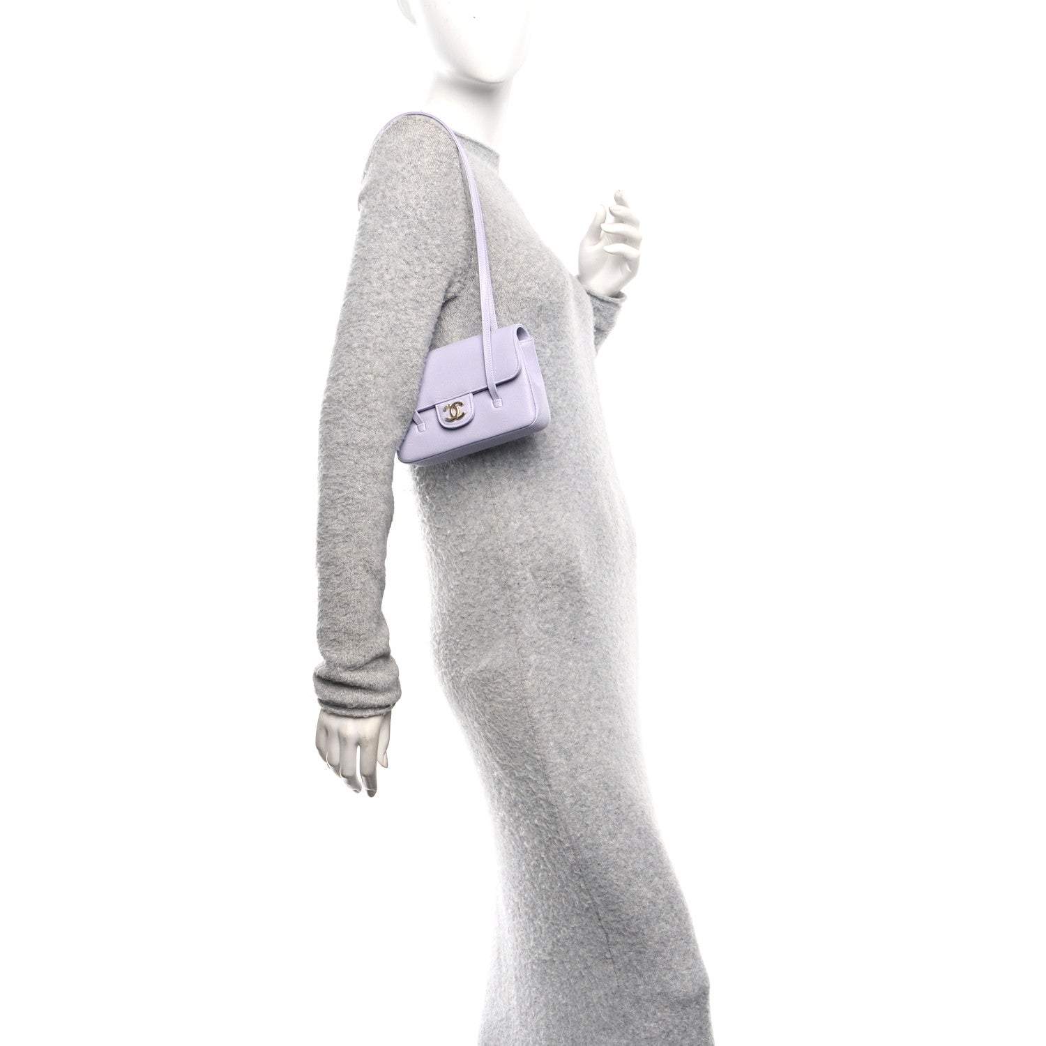 Shiny Caviar Mini Preppy Coco Shoulder Bag Purple