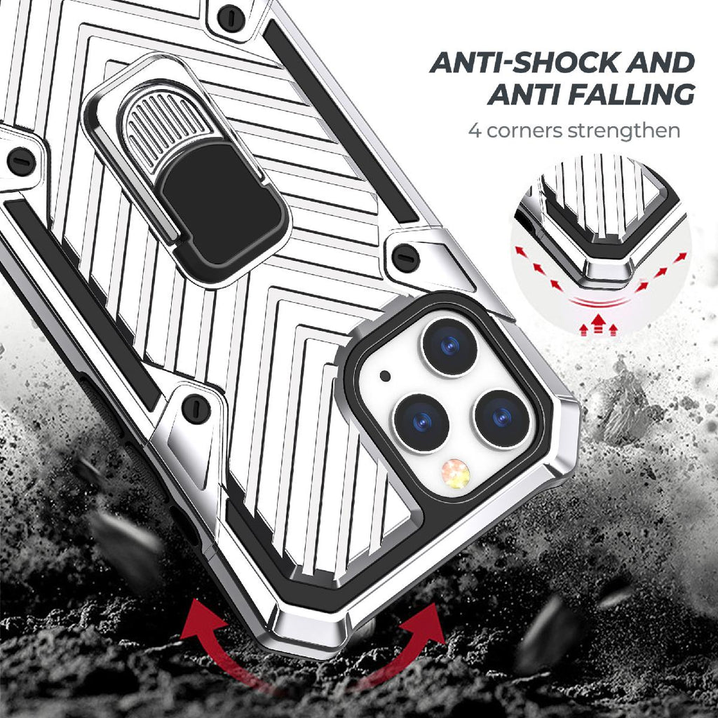 Iphone 12 Pro Max Kickstand Anti-Shock And Anti Falling Case In Silver