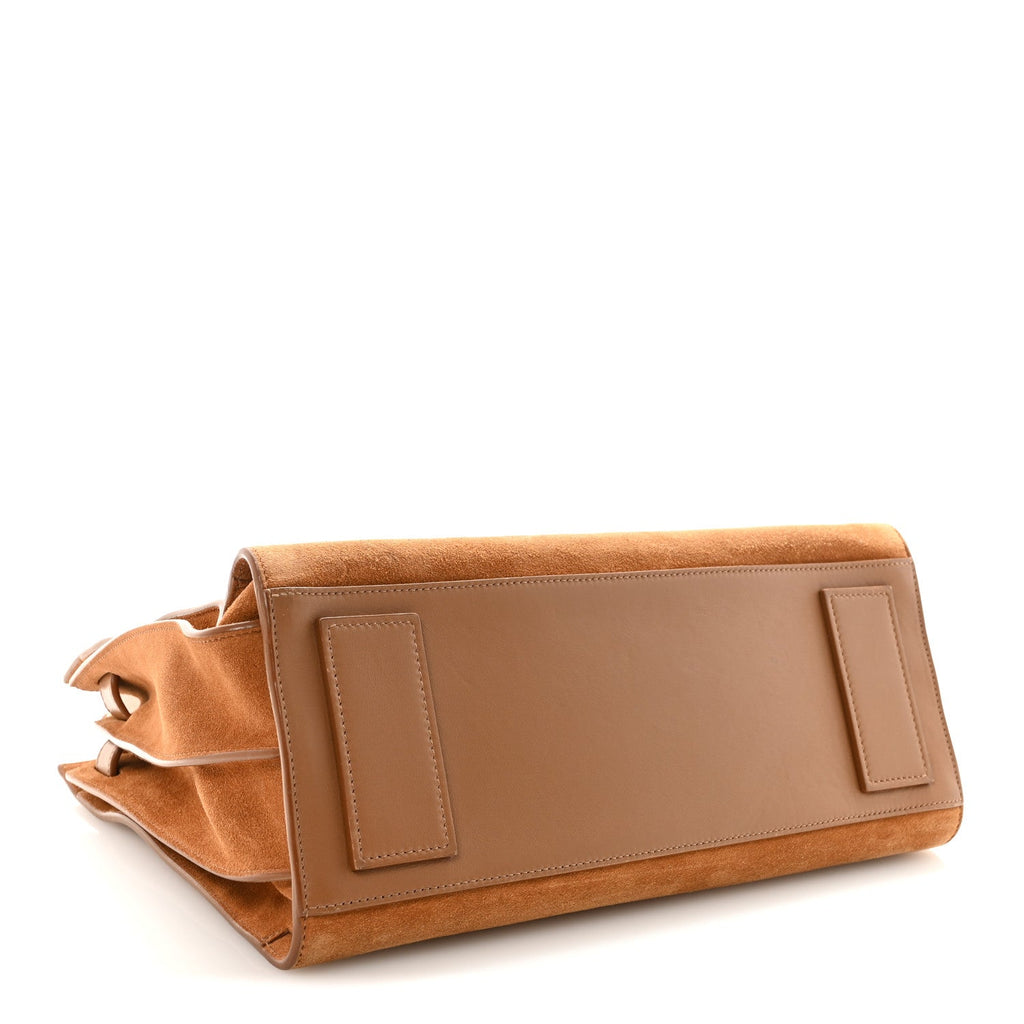 Suede Calfskin Studded Small Sac De Jour Caramel Cognac