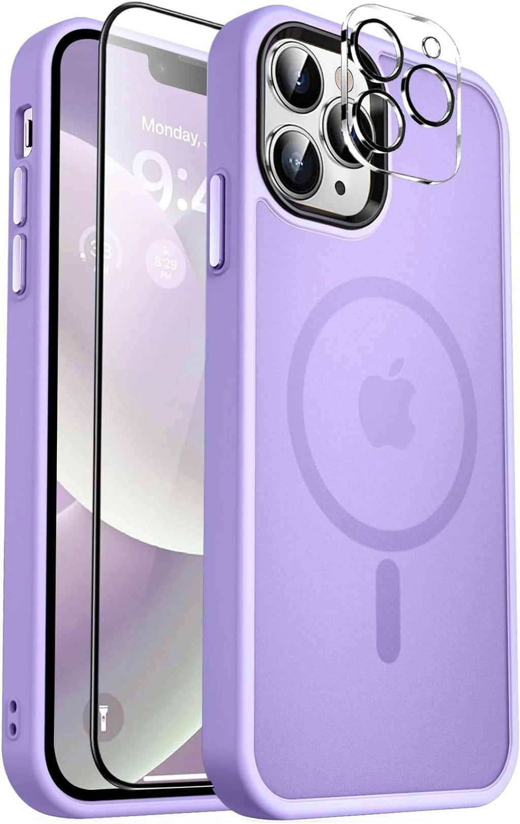 Entronix Bundle Compatible with iPhone 13 Pro - [Magnetic] Translucent Matte Case, 1 Screen Protector & 1 Camera Lens Protector