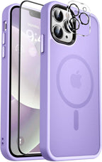 Entronix Bundle Compatible with iPhone 13 Pro - [Magnetic] Translucent Matte Case, 1 Screen Protector & 1 Camera Lens Protector