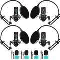 Movo 4 Pack Podcasting Bundle wth Arms
