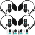 Movo 4 Pack Podcasting Bundle wth Arms