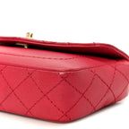Goatskin Quilted Coco Curve Flap Messenger Flap Red