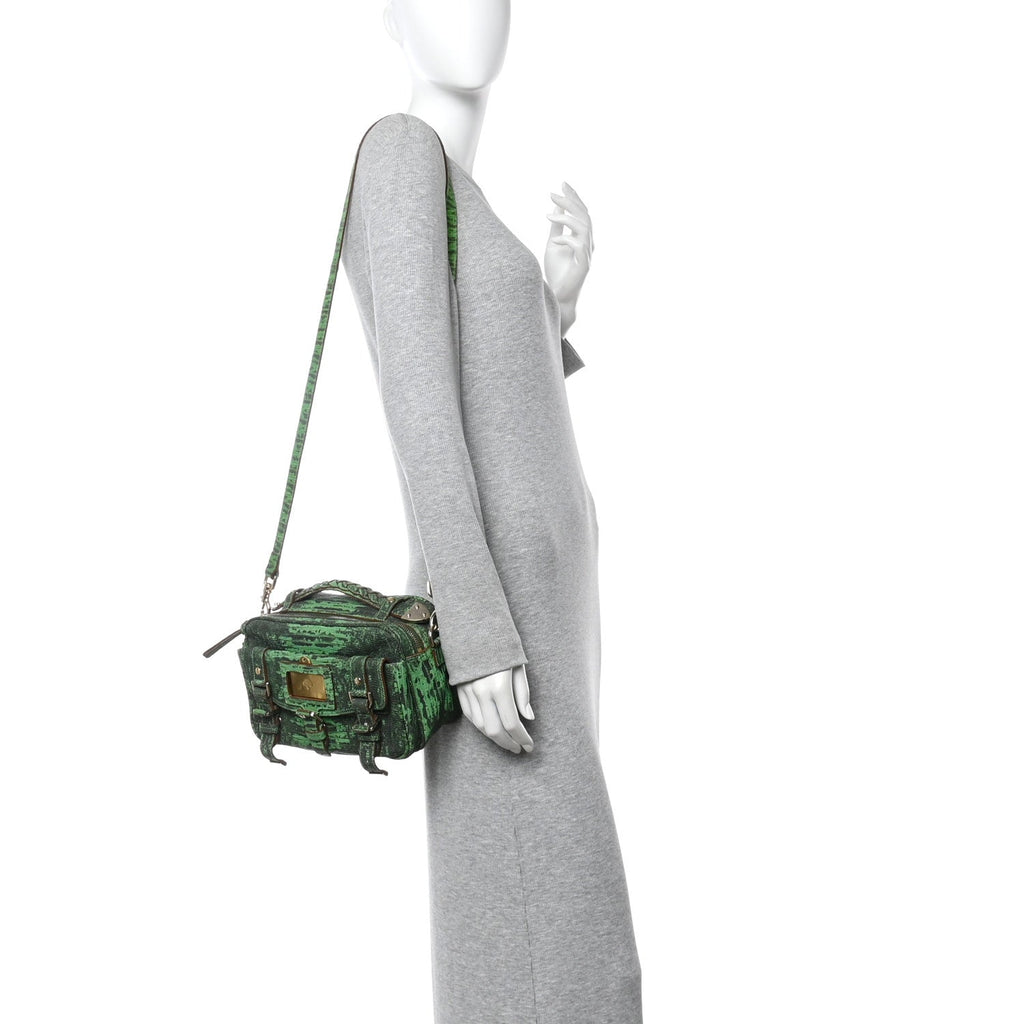 Lizard Print Camera Bag Grass Green
